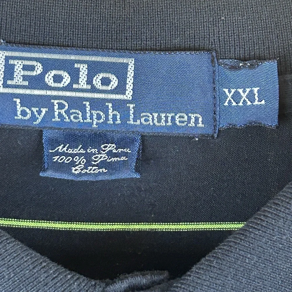 POLO Ralph Lauren Pima Cotton Black Green Stripe Pink Pony SS Preppy Shirt - XXL